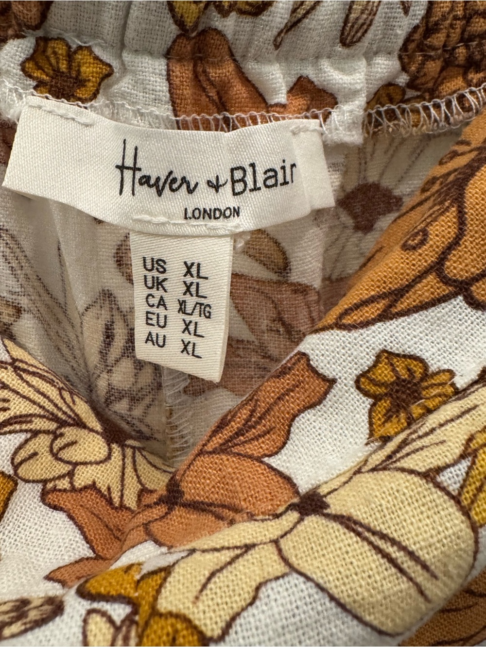 Haver & Blair Linen Blend Boho Floral Wide Leg Cropped pants Resort Vacation XL - Picture 3 of 4